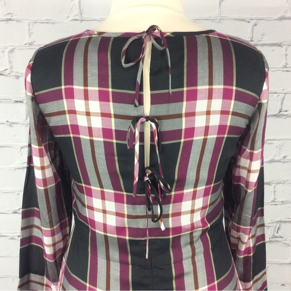 Loft Plaid Tie Back Dress, Size 12 - Picture 11 of 14